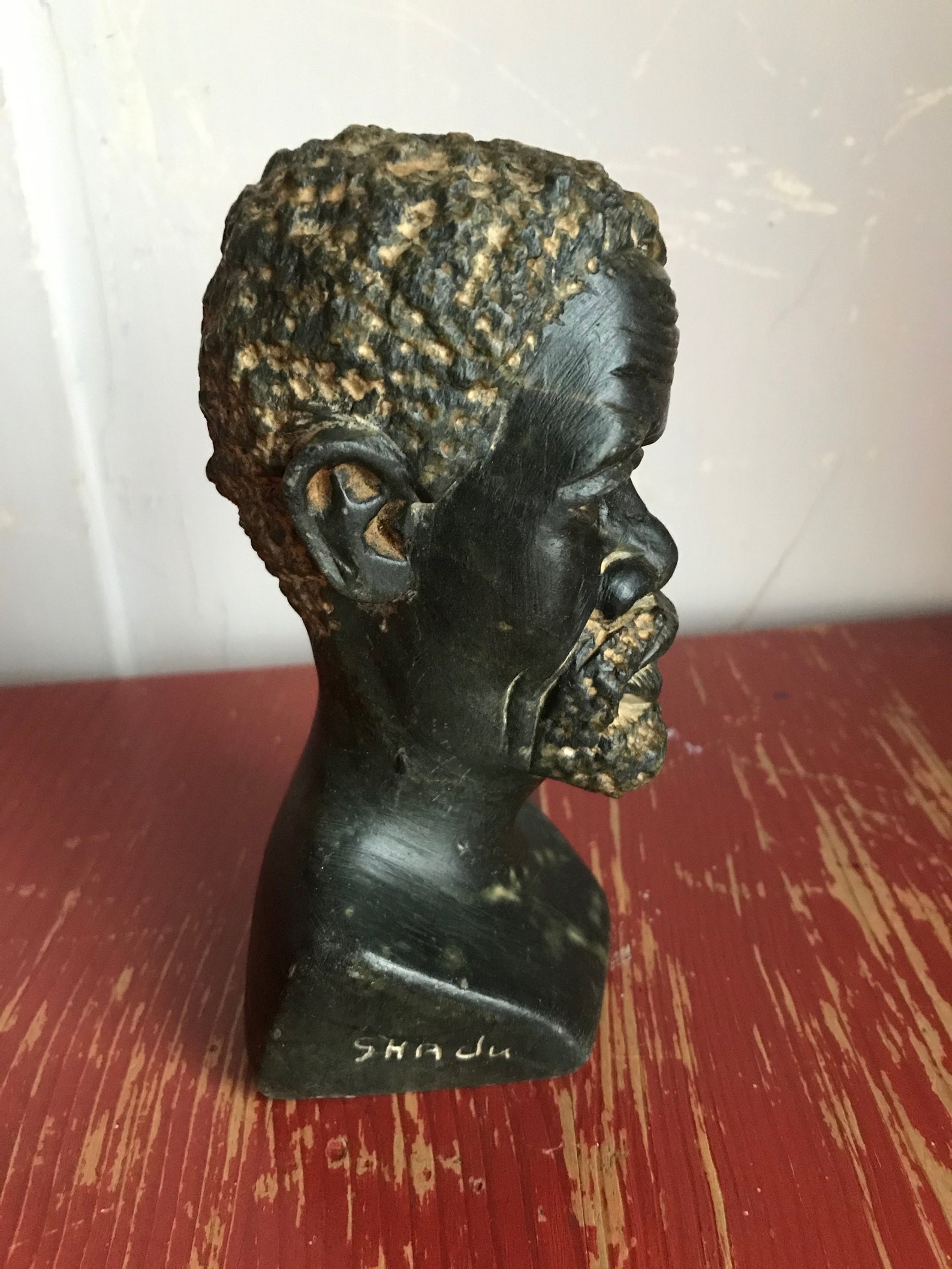 South African Soapstone Bust Carved Head Signed Hand Carved Etsy
