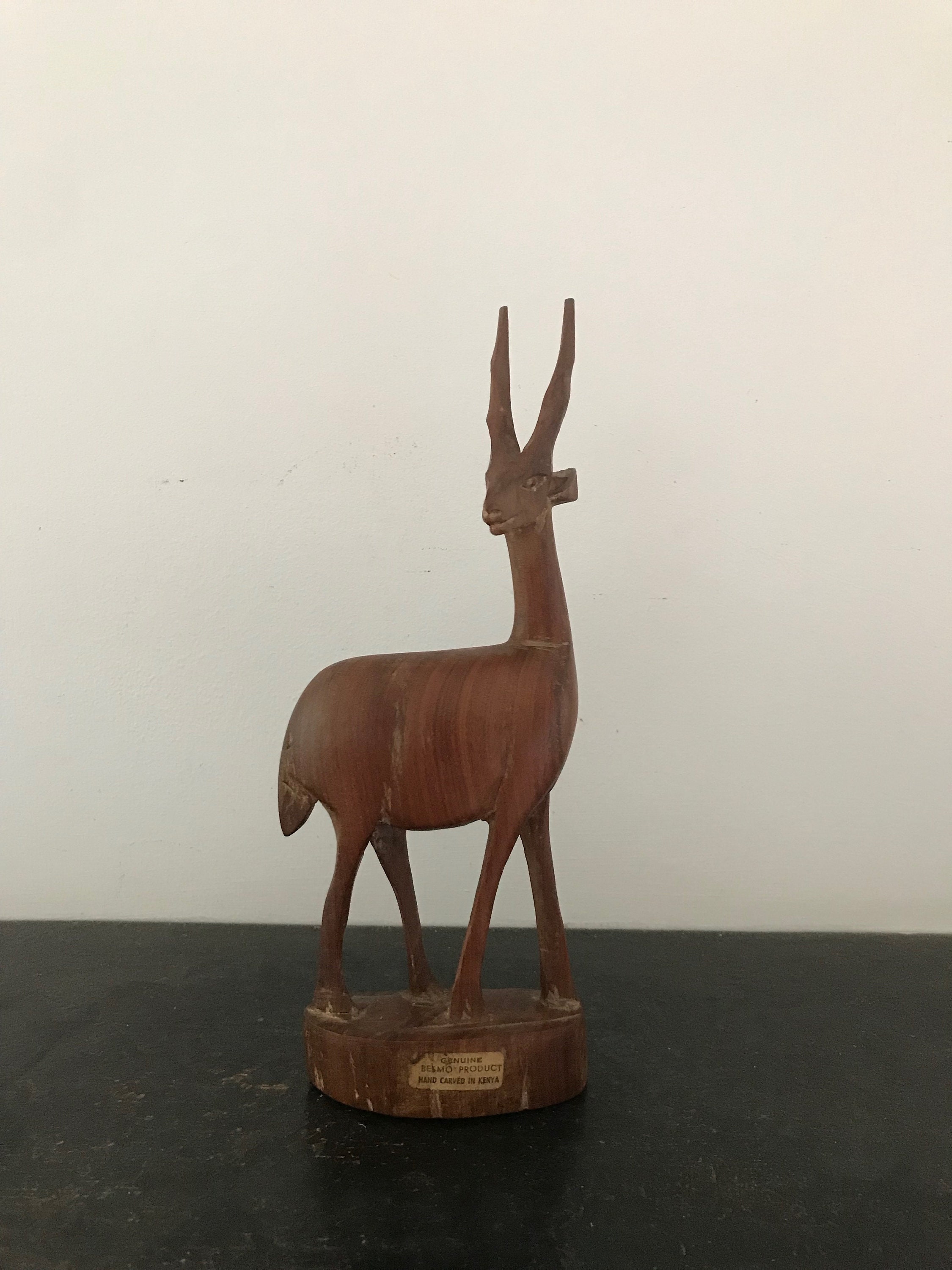 ヴィンテージ　アフリカ　ケニア　オブジェ　【B】 Besmo Kenya Antelope Hand Carved Vintage Africa - Etsy