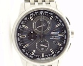 Mens Citizen Eco Drive H804 World Time Radio Controlled steel wrist watch 32526