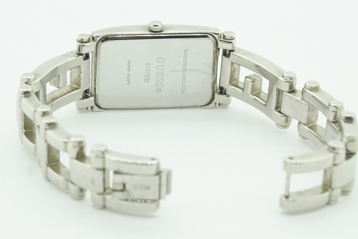 Ladies Guess Crystal Diamond Bezel Silver Watch Link Band Etsy