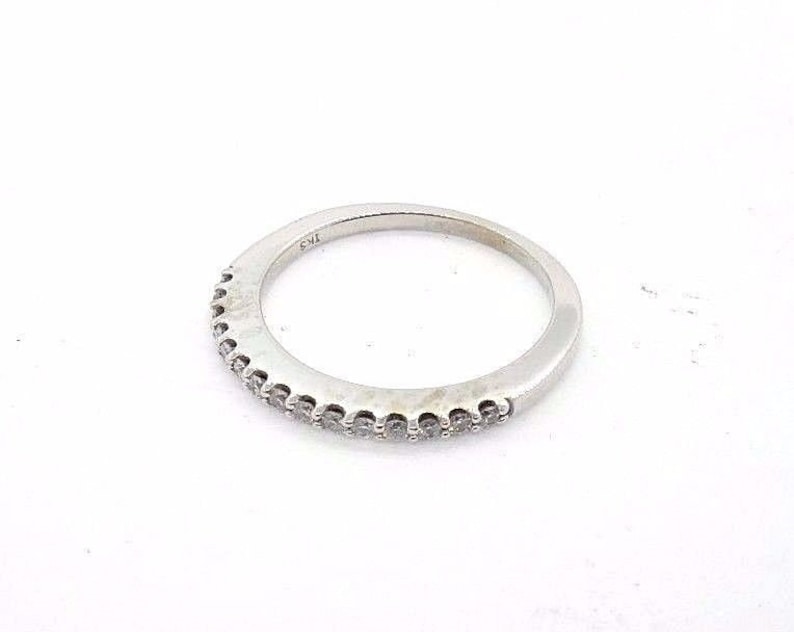 14K White Gold Diamond Wedding Ring Band 0.20 Carat Round Cut Pave 1.7mm #32277