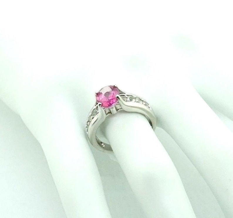 Women/'s Unique Engagement Ring CZ Pink Sapphire Sterling Silver #20755