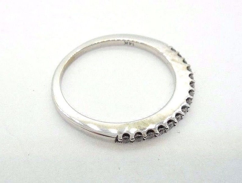 14K White Gold Diamond Wedding Ring Band 0.20 Carat Round Cut Pave 1.7mm #32277