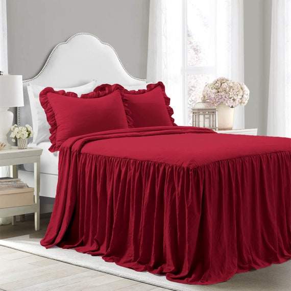 Ruffle Bedspread Set 100% Cotton 400TC 