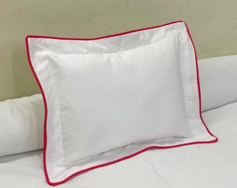 Funda de satén de algodón con ribete de hotel, estilo europeo, 26 x 26/32 x 32 pulgadas (juego de 1)