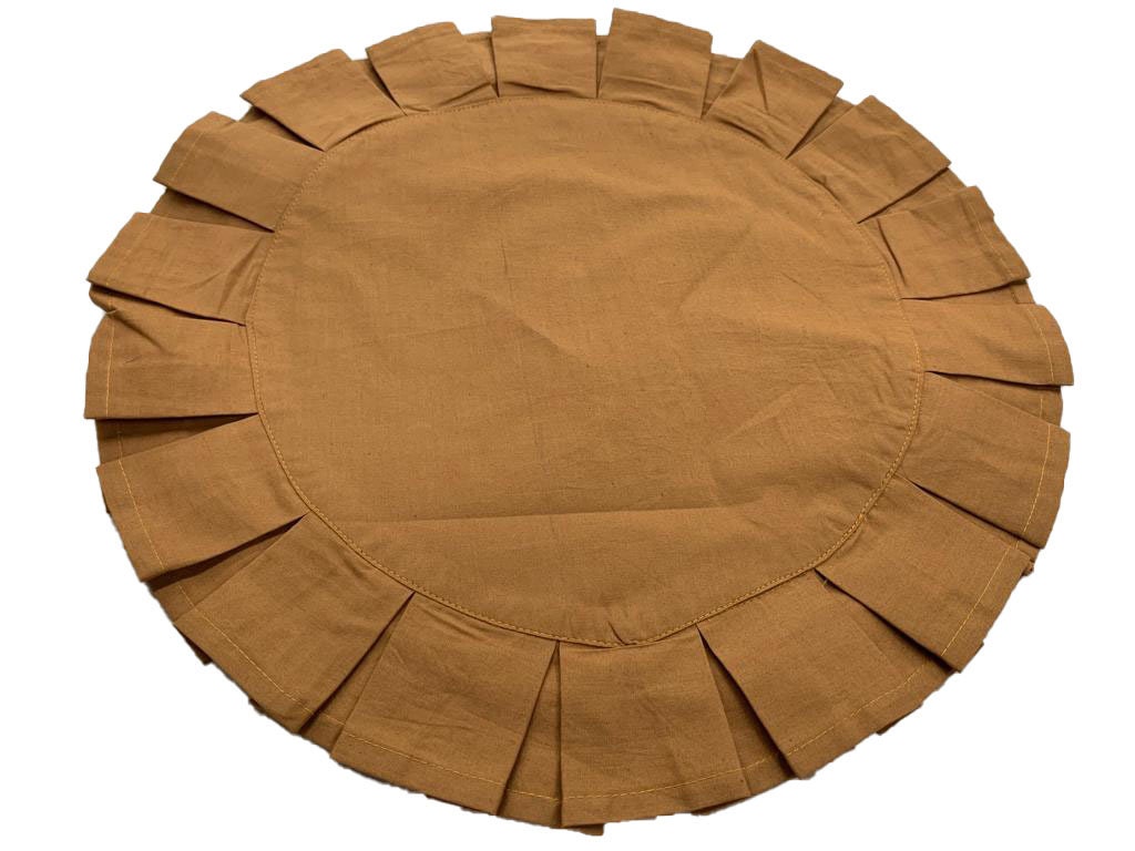 Round pleated burlap placemats For Table 100% Cotton