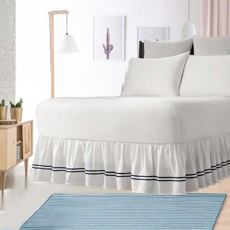 White Gathered Bed Skirt in Embroidered Border 8 to Etsy