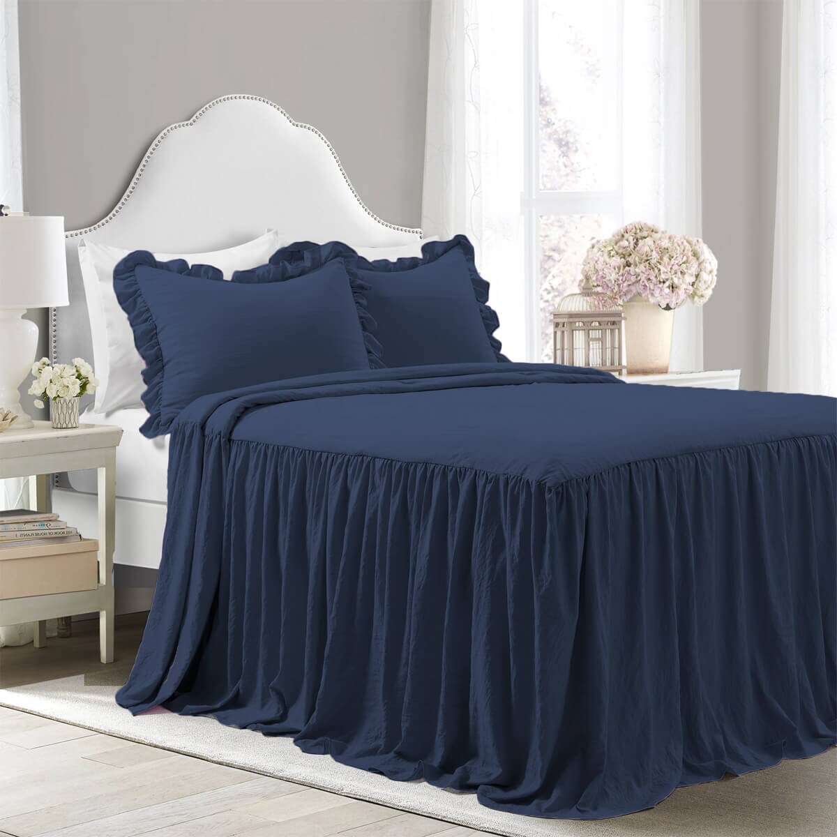 Ruffle Bedspread Set 100 Cotton 400TC Solid Color for Spring Etsy