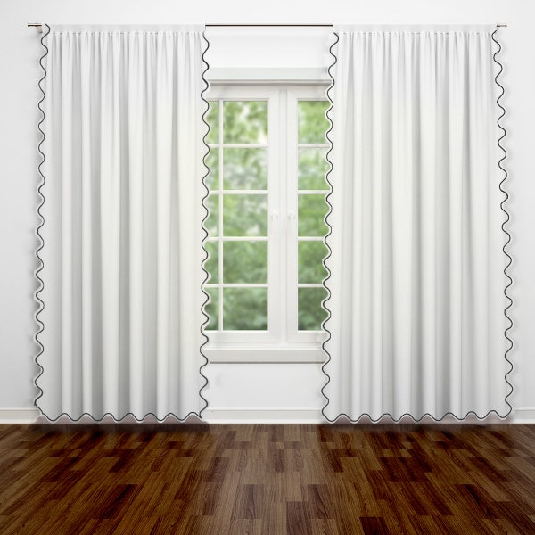 Scalloped Embroidery border Polyester Curtain (1 Panel)