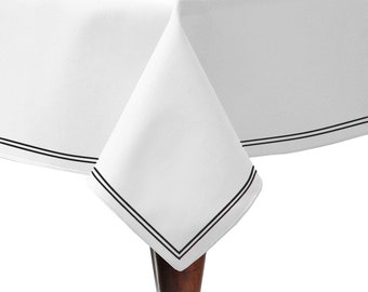 Home decor  Rectangle Tablecloth Wrinkle Resistant and Spill proof Restaurant Washable Polycotton Table Cloth in Embroidery Border