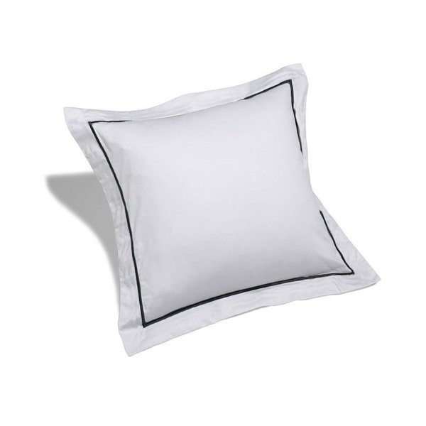 Cotton Sateen Hotel Stitch Sham - European 26 x 26/ 32 X 32 inches, plus the 2-inch flange Single Embroidery Border (Set Of 1)