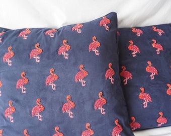 Flamingo Embroidery Pillow Cover (Set of 1)