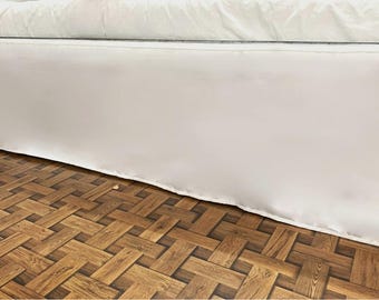 Finished Look Tailored Bed Skirt - 8&quot; to 39&quot; Drop Length 1 PIECE BED SKIRT 3 Sided 100% Cotton