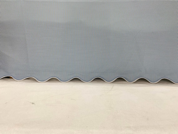 Ticking Stripe Pattern Scalloped Embroidery Dust Ruffle - for Nursery Crib Toddler Bedding Crib Bed Skirt for Baby Boy & Girl