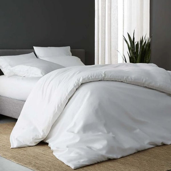 100% TENCEL Lyocell Duvet Cover Set in White in a unique grid weave for maximum breathability