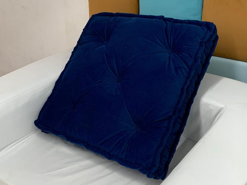 3 Thick Tufted Seat Cushions, Floor Cushion, Soft Velvet Cushion