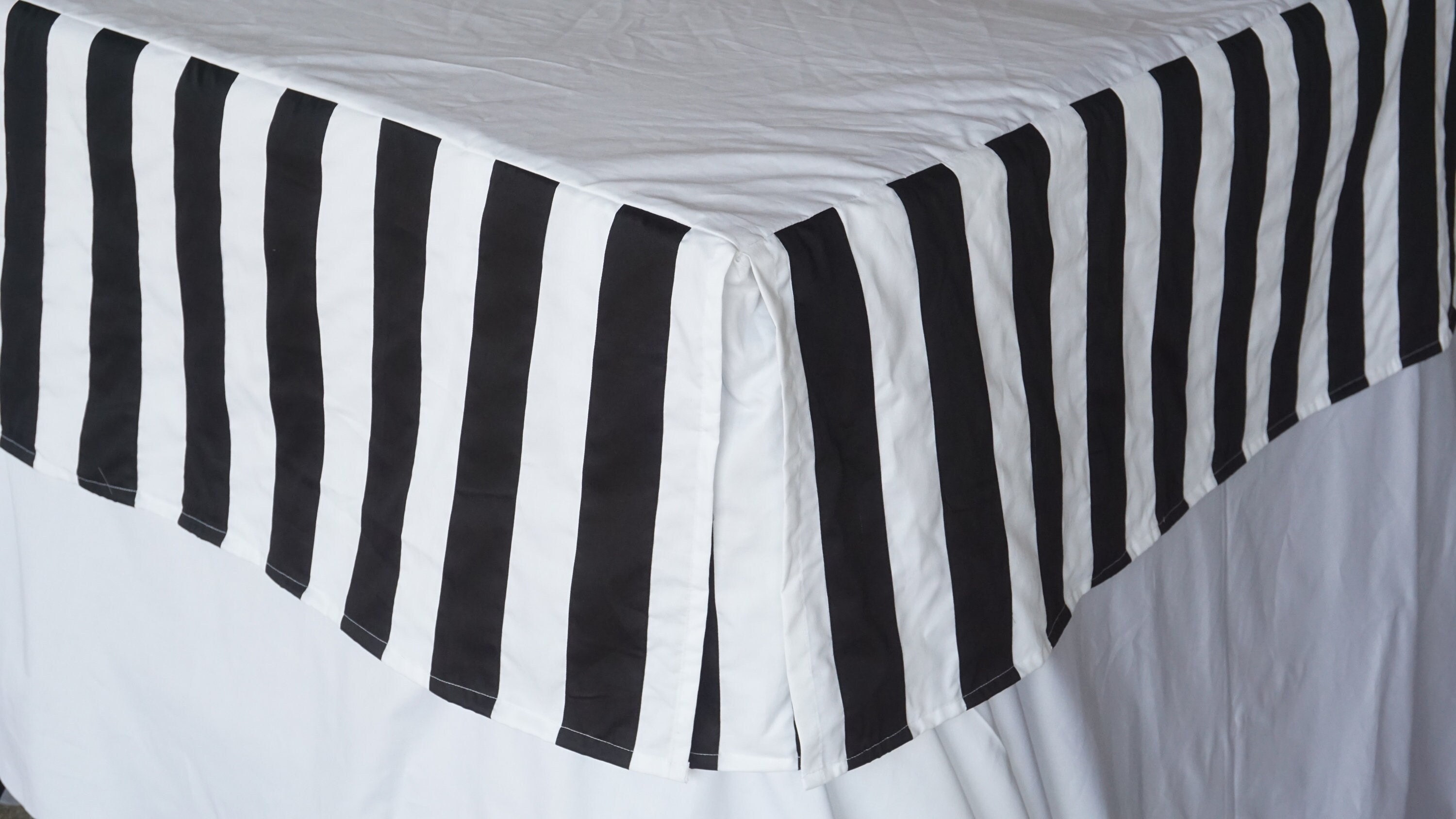 Black and White Stripe Bed Skirt 8 to 39 Drop Length 1 Piece TAILORED BED SKIRT 3 Sided 100 Cotton Etsy UK