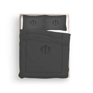 400 Thread Count Cotton Sateen Hotel Stitch Monogram Duvet Cover in Double Embroidery Border