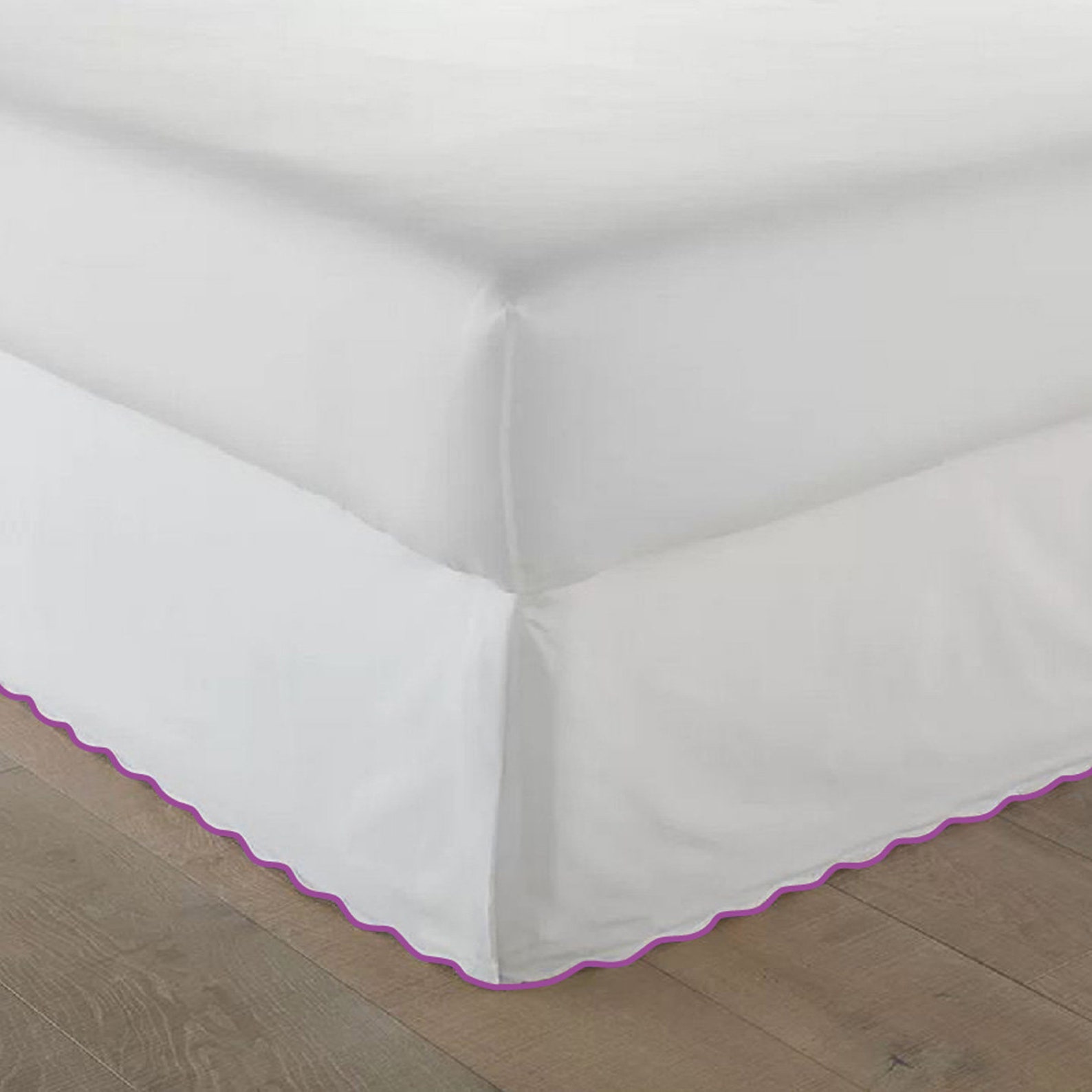 Scalloped trim Tailored White Bed Skirt 8 to 39 Etsy
