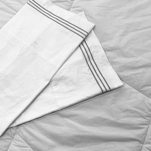 400 Thread Count White Cotton Sateen Triple Embroidery Hotel Stitch Pillowcase (Set of 2)