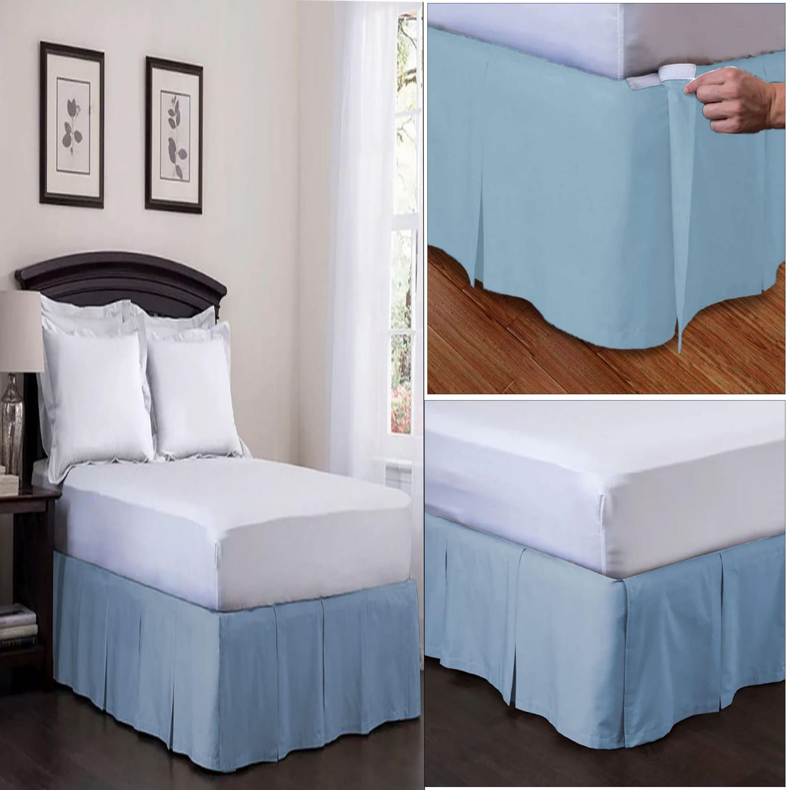 Detachable Tailored Bed Skirt 8 to 39 Drop Etsy