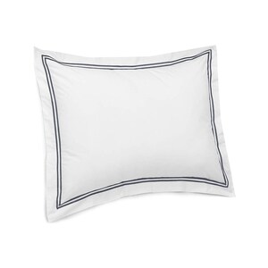 400 Thread Count White Cotton Sateen Hotel Stitch Pillow Sham with 2-inch flange Embroidery Border Set of 1 image 9