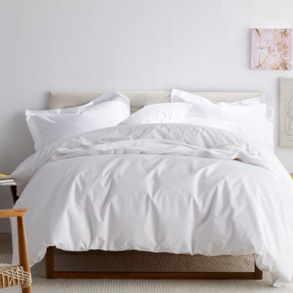 Crisp and Cool Percale Wash Cotton Duvet Cover Set 1 Duvet Cover and 2 Pillow Sham Cover