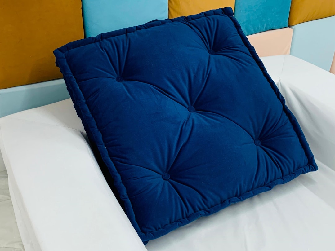 3 Thick Tufted Seat Cushions, Floor Cushion, Soft Velvet Cushion