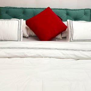500 Thread Count White Cotton Sateen Hotel Stitch Duvet Cover Set  Classic Embroidery Border 1 Duvet Cover and 2 Pillow Sham Cover
