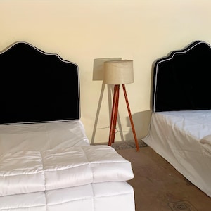 3&quot; thick - White Edge Piping Upholstery/Velvet Headboard For Dorm Room