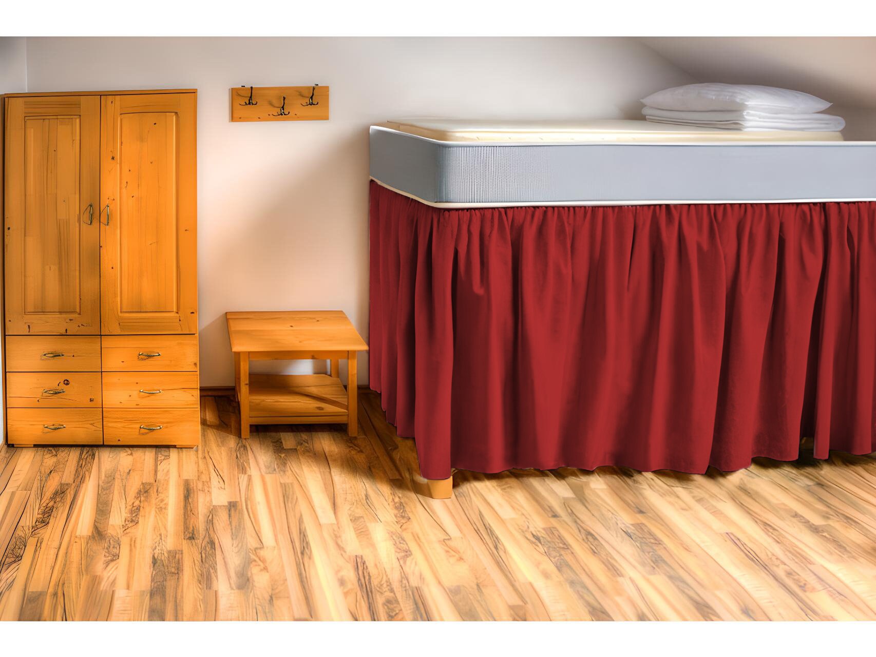 Gonna per letto in dormitorio con ruches per dormitorio universitario – Gonna lunga – Gonna per dormitorio – Extra lunga 32 cm – Gonna per letto in 100% microfibra (bianco, Twin-XL/32 gocce