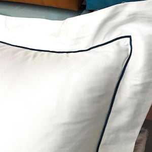 Cotton Sateen Hotel Stitch Sham - European 26 x 26/ 32 X 32 inches, plus the 2-inch flange Single Embroidery Border (Set Of 1)