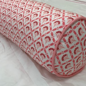 Printed Bolster Pillow Cover with Matching Piping for Decorative Home Décor Throw Pillows and Shams / Soft and Plush