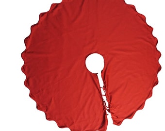 Scalloped Round Tree Skirt 32" to 114" Inches Diameter Cotton Burgundy Christmas Tree Skirt for Xmas Tree Holiday Party Decorations