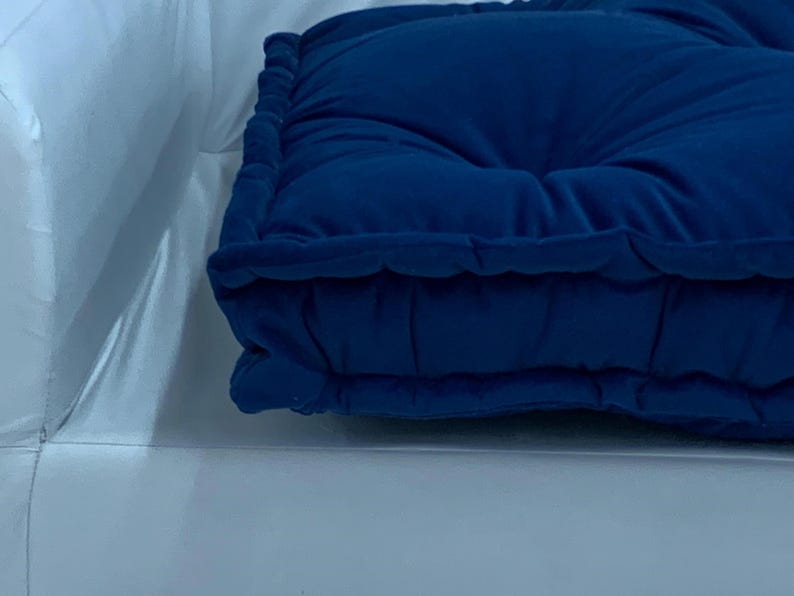 3 Thick Tufted Seat Cushions, Floor Cushion, Soft Velvet Cushion