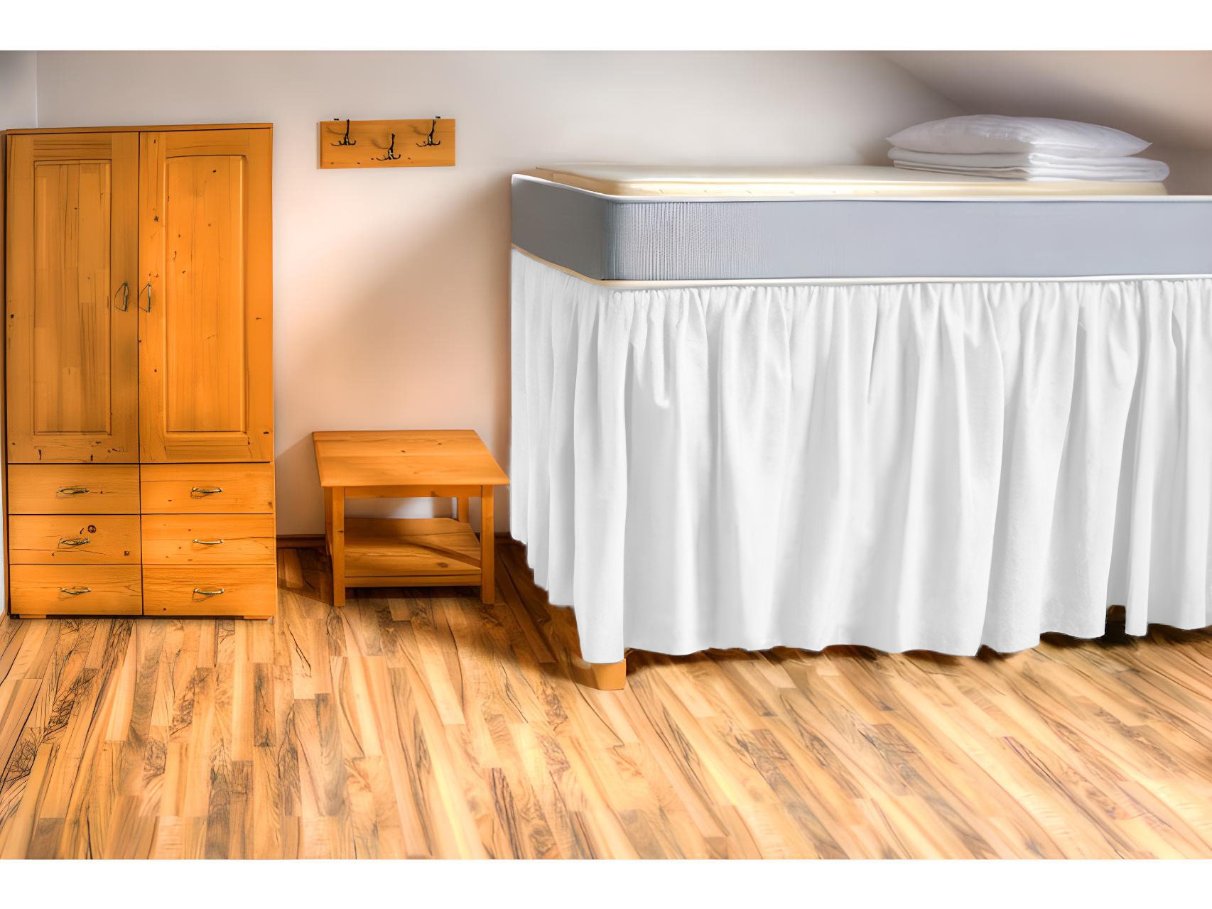 Gonna Per Letto Twin-XL Con Ruches Extra Lunga 32 Cm - Microfibra 100% Bianca Per Dormitorio Universitario - 2
