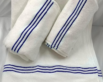 Weiße Hotelcollection Sticklinie Baumwollhandtücher (2er Set) 600 G/M