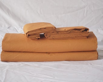 Cinnamon Tobacco Washed 200 Thread Count Cotton Percale Sheet Set With [15