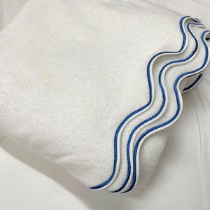 Scalloped embroidery line Cotton Hand Towels (Set of 2) 600 GSM