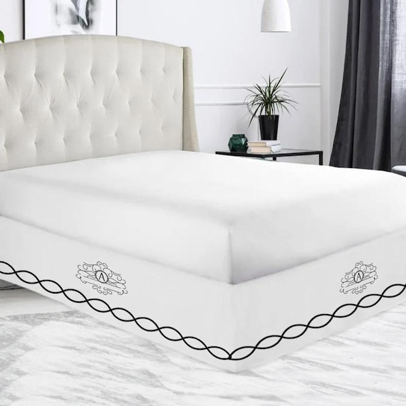 Embroidered bed skirt queen online