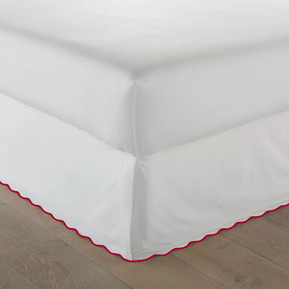 Scalloped trim Tailored White Bed Skirt 8 to 39 Etsy