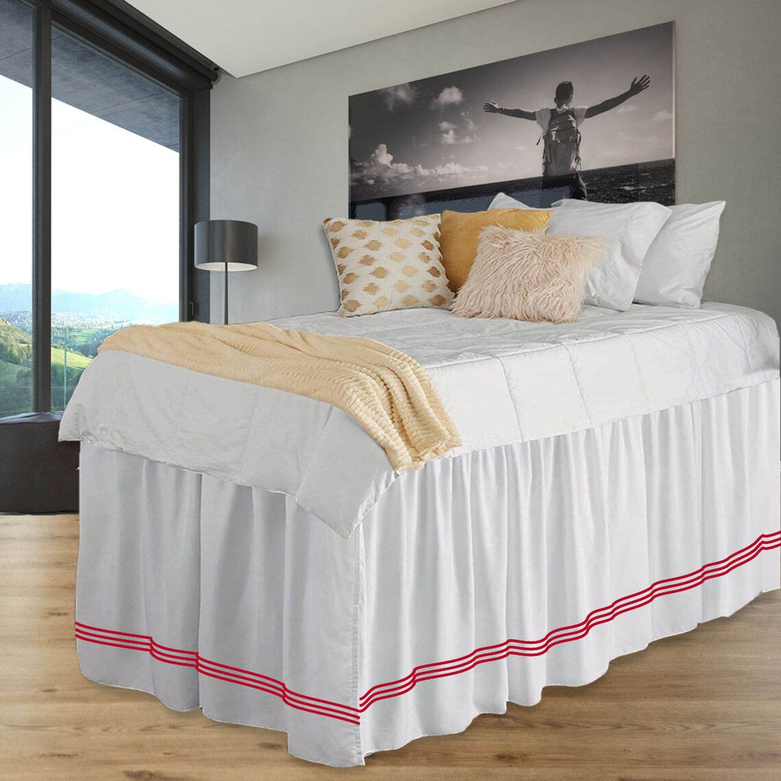 Dorm Room White BedSkirtCollege Dorm BedSkirtLong Bed Skirt Etsy