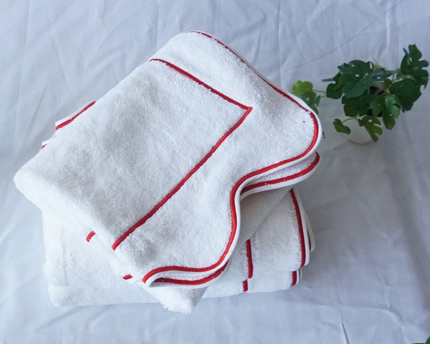 Kitchen Towel Set Black White Red Handmade Kitchen by AugustAve, $26.00