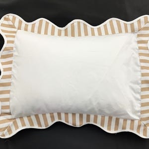 Stripe Edge with Scalloped Piping Euro/Pillow Sham (Set Of 1) 100% Cotton Sateen Hotel Stitch