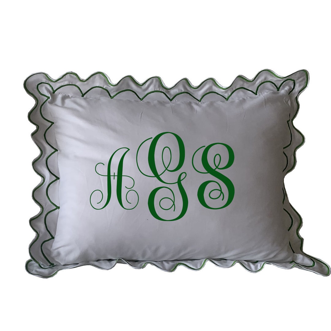 Personalized Monogrammed Pillow Sham With Double Scalloped Etsy