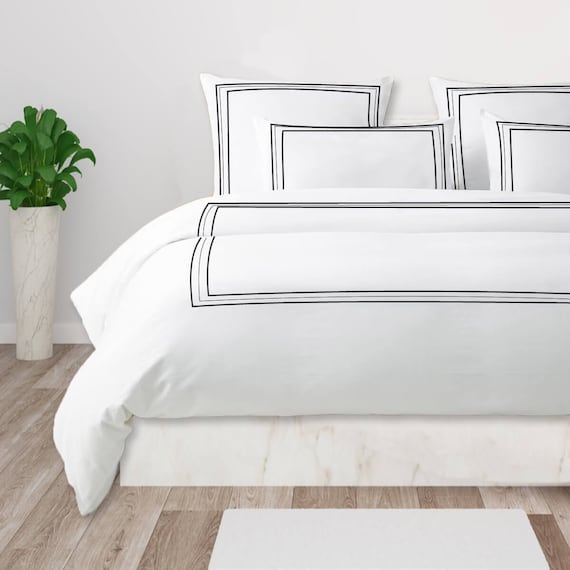 white duvet cover with border
