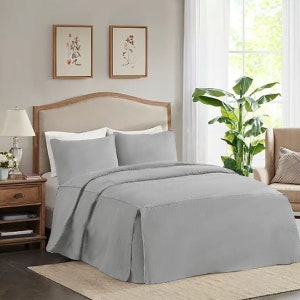 Tailored bedspread  set 100% cotton 400TC solid color for spring and summer season soft and luxurious feeling