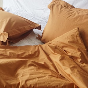 Cinnamon tobacco washed Cotton duvet cover / 3pcs set Cinnamon duvet cover / Cinnamon bedding