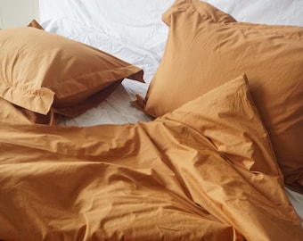 Cinnamon tobacco washed Cotton duvet cover / 3pcs set Cinnamon duvet cover / Cinnamon bedding