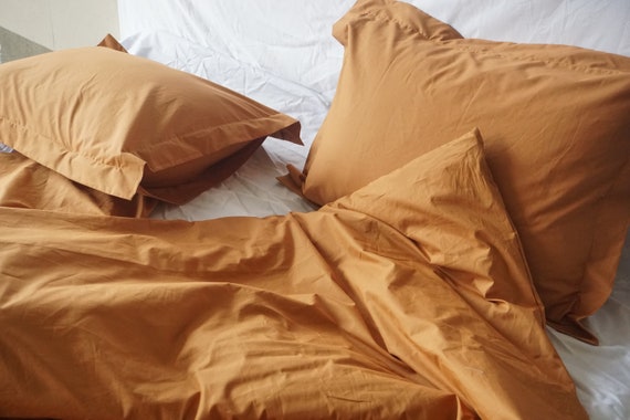 Cinnamon Tobacco Washed Cotton Duvet Cover / 3pcs Set Cinnamon Duvet Cover  / Cinnamon Bedding